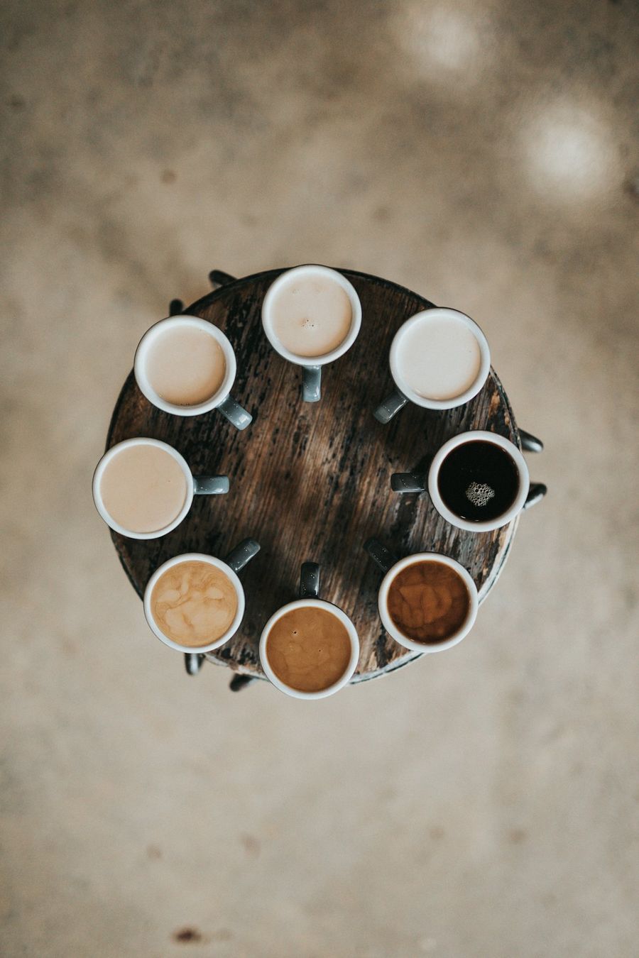 Overhead view of pour-over coffee cups